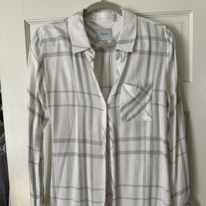 Soft lightweight flannel striped Rails button up gray and white size small